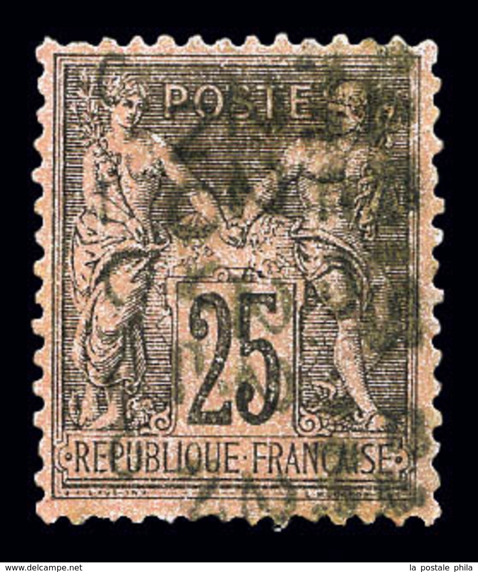 (*) N°19, 25c Noir Sur Rose Surchargé 5 Lignes Du 2 Novembre 1893, Très Bon Centrage. SUPERBE. R.R.R. (signé Brun/Calves - 1893-1947