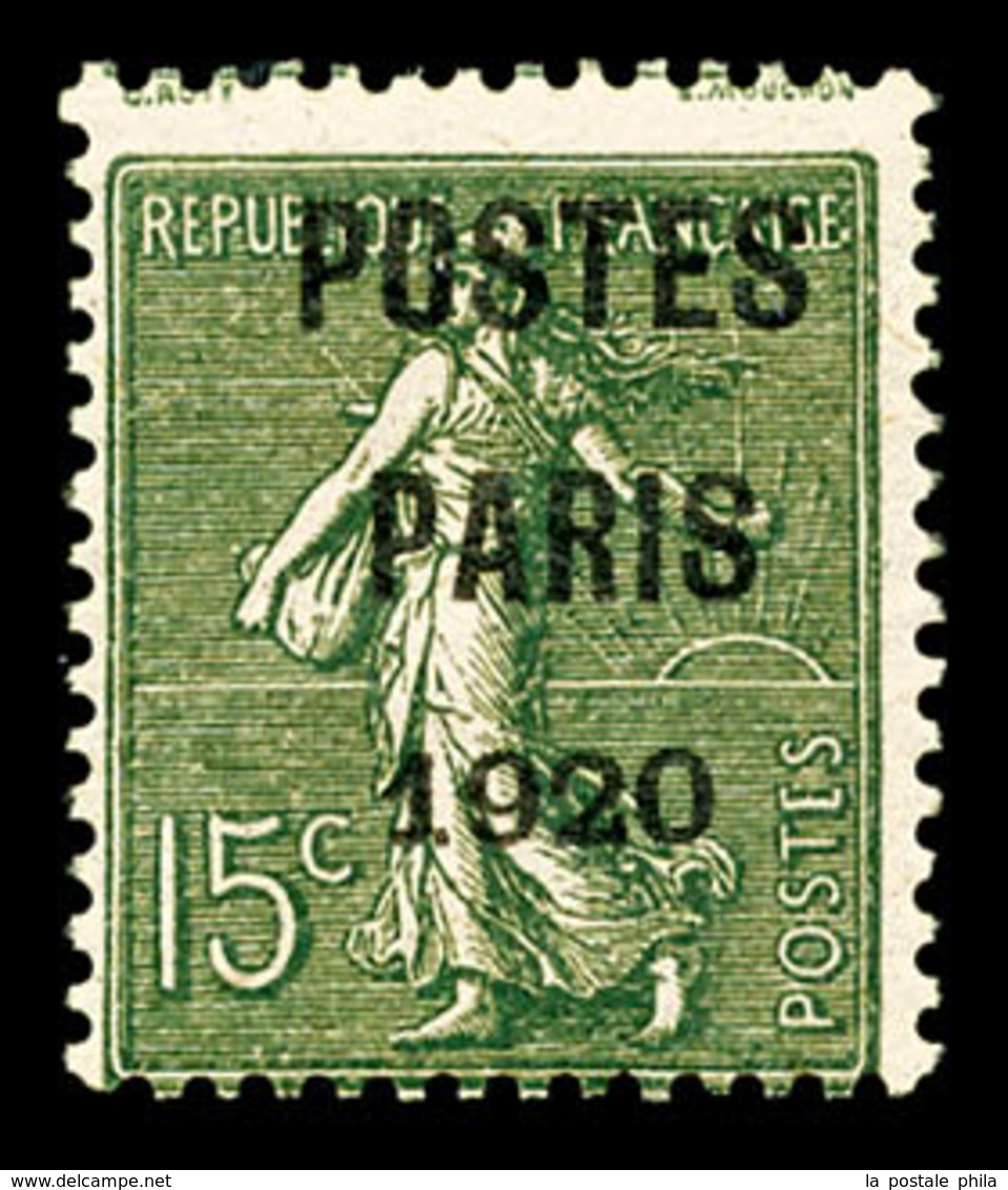 ** N°25, 15c Vertolive Surchargé 'POSTE PARIS 1920', TB (signé/certificat)   Qualité: **   Cote: 575 Euros - 1893-1947