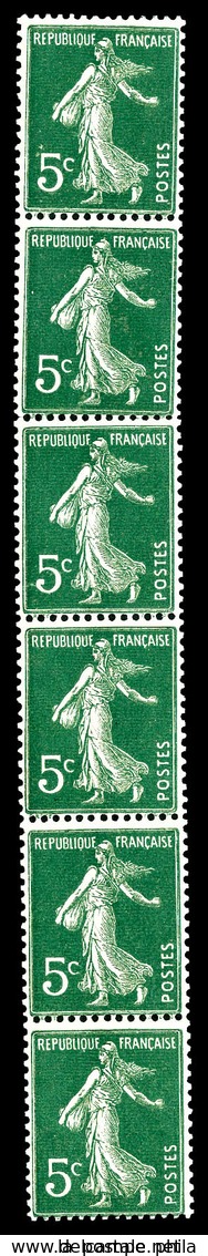 ** N°1, 5c Semeuse, Bande Verticale De 6 Exemplaires. TB   Qualité: **   Cote: 250 Euros - Coil Stamps