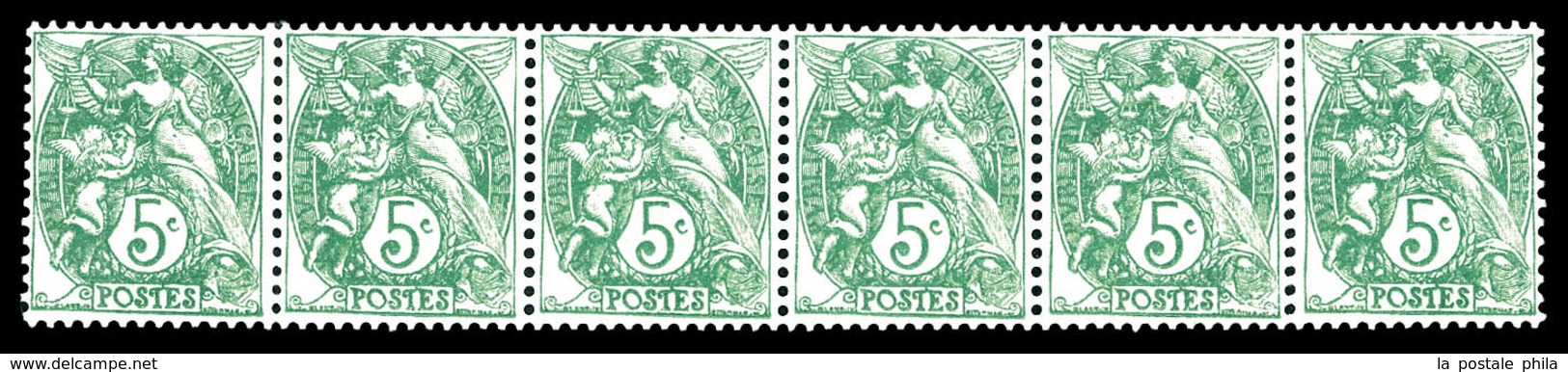 ** N°16, 5c Blanc, Bande Horizontale De 6 Timbres. SUP (certificat)   Qualité: **   Cote: 650 Euros - Coil Stamps