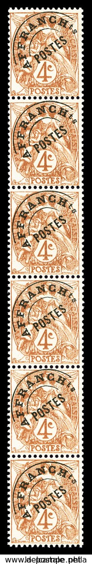 ** N°42, Préoblitéré: 4c BLANC Surchargé 'Affranchissement Postes' En Roulette Verticale De 6, RRE Et SUPERBE (certifica - Coil Stamps