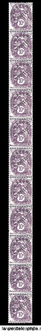 ** N°46, Préoblitéré, 10c Blanc, Bande Verticale De 11 Exemplaires. SUP (certificat)   Qualité: **   Cote: 1025 Euros - Coil Stamps