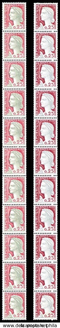 ** N°52/52a, 25c Decaris, Gris Clair Et Rose Clair, 2 Bandes Verticales De 11 Exemplaires. TB   Qualité: **   Cote: 440  - Francobolli In Bobina