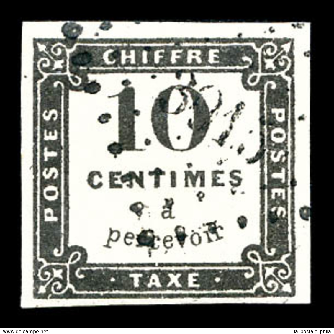 O N°1, 10c Lithographié Obl PC '3915', Quatre Belles Marges. TTB (certificat)   Qualité: O   Cote: 650 Euros - 1859-1959 Mint/hinged