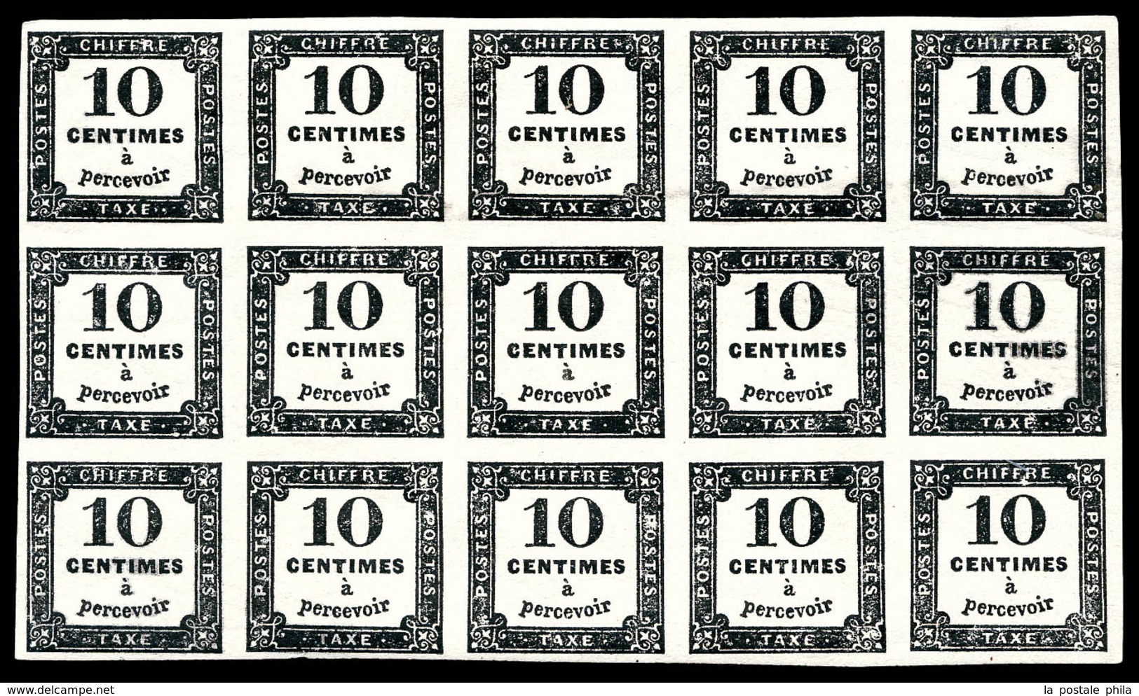 ** N°2, 10c Noir En Bloc De 15 Exemplaires (5ex*), TB   Qualité: ** - 1859-1959 Mint/hinged