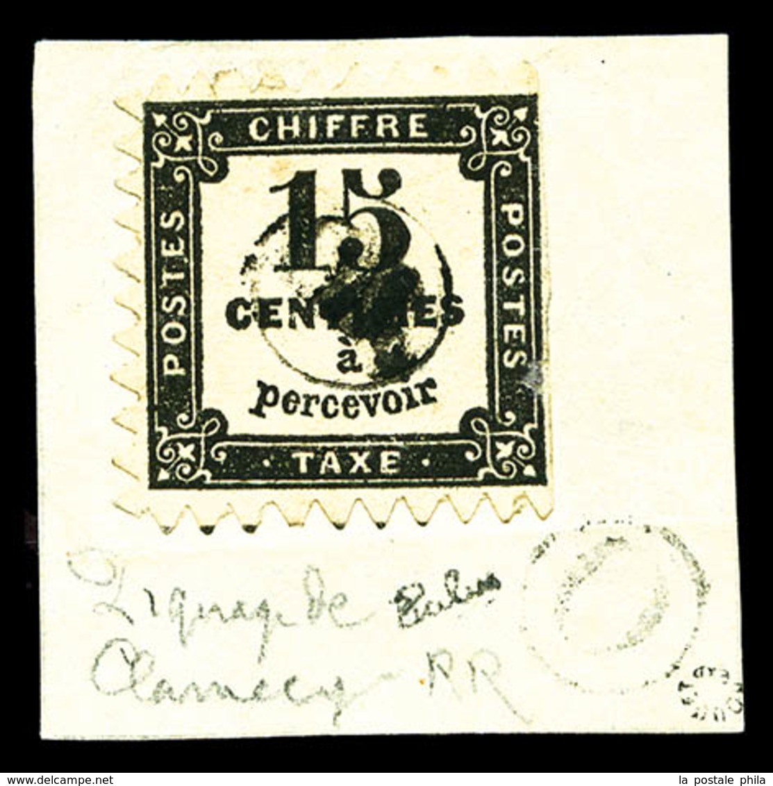 O N°3, 15c Noir, PIQUAGE DE CLAMECY Sur Fragment, RARE (signé Calves/Brun/certificat)   Qualité: O   Cote: 5000 Euros - 1859-1959 Mint/hinged
