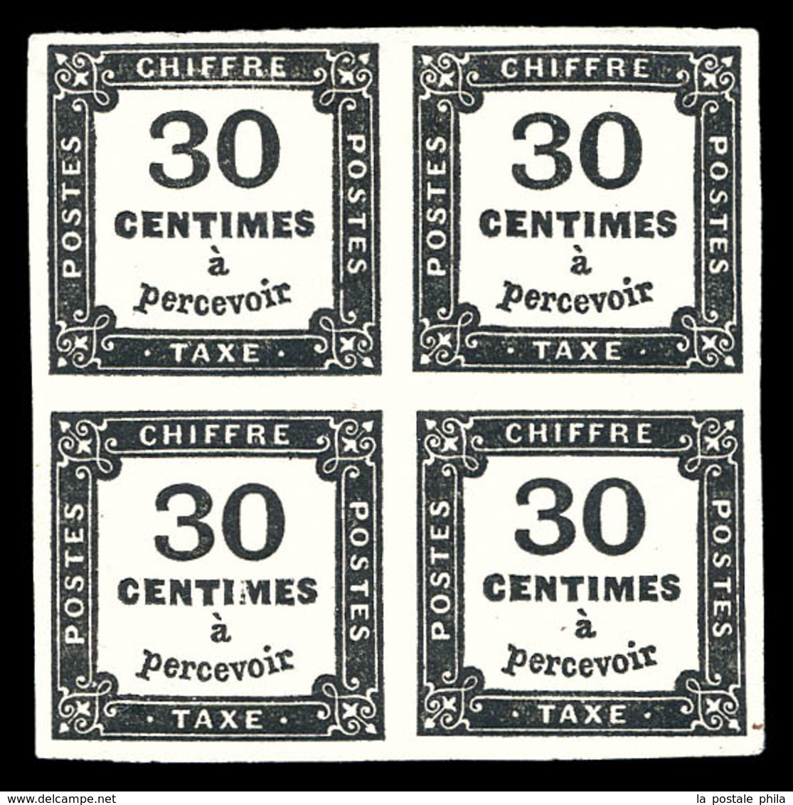 * N°6, 30c Noir, Bloc De Quatre, Grande Fraîcheur. SUP (certificat)   Qualité: *   Cote: 1600 Euros - 1859-1959 Mint/hinged