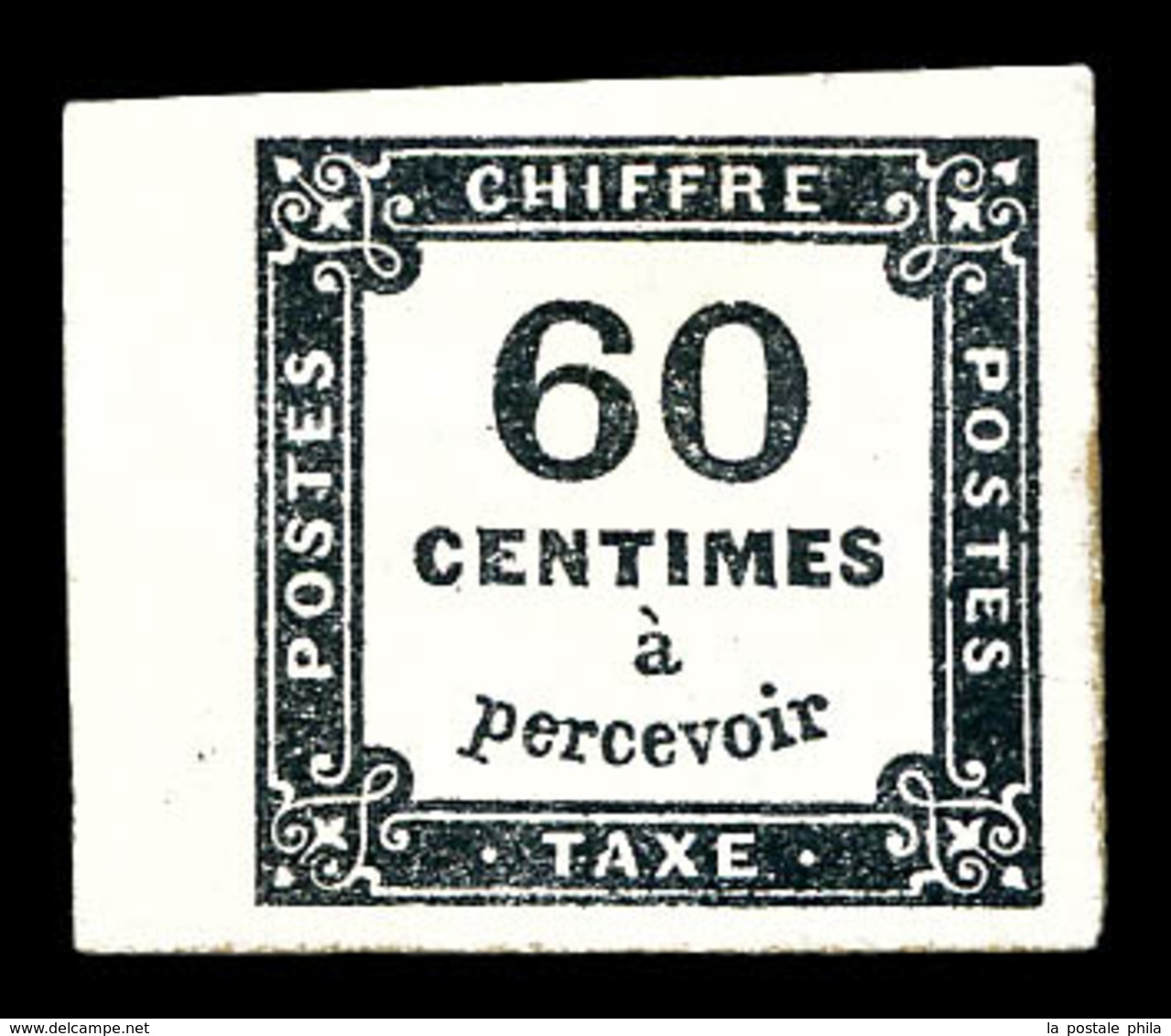 * N°9B, Non émis, 60c Noir Bdf, Très Jolie Pièce. TRES RARE. SUP (certificat)   Qualité: *   Cote: 4000 Euros - 1859-1959 Neufs