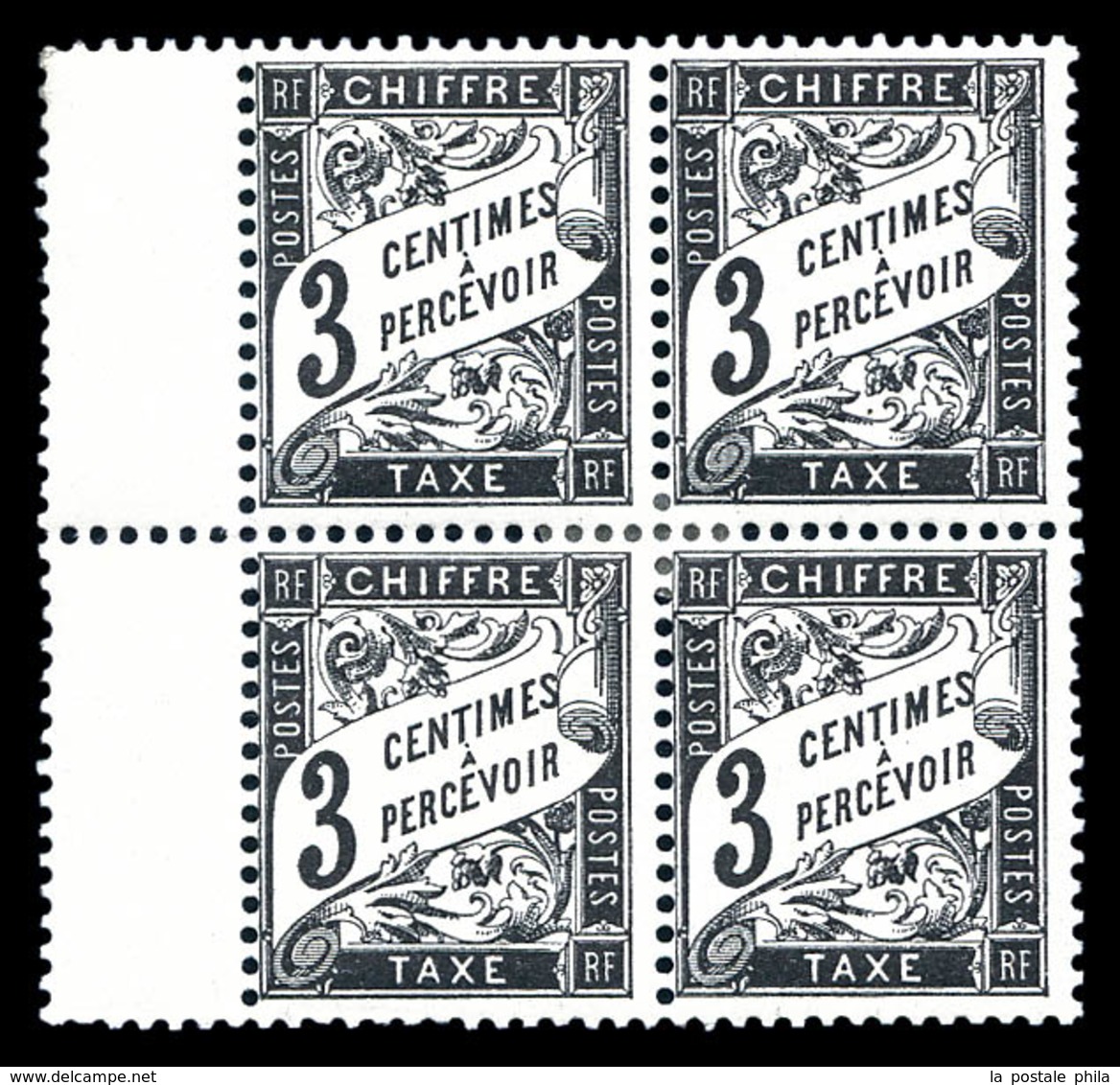 * N°12, 3c Noir En Bloc De Quatre Bdf, Frais. TB   Qualité: *   Cote: 425 Euros - 1859-1959 Mint/hinged