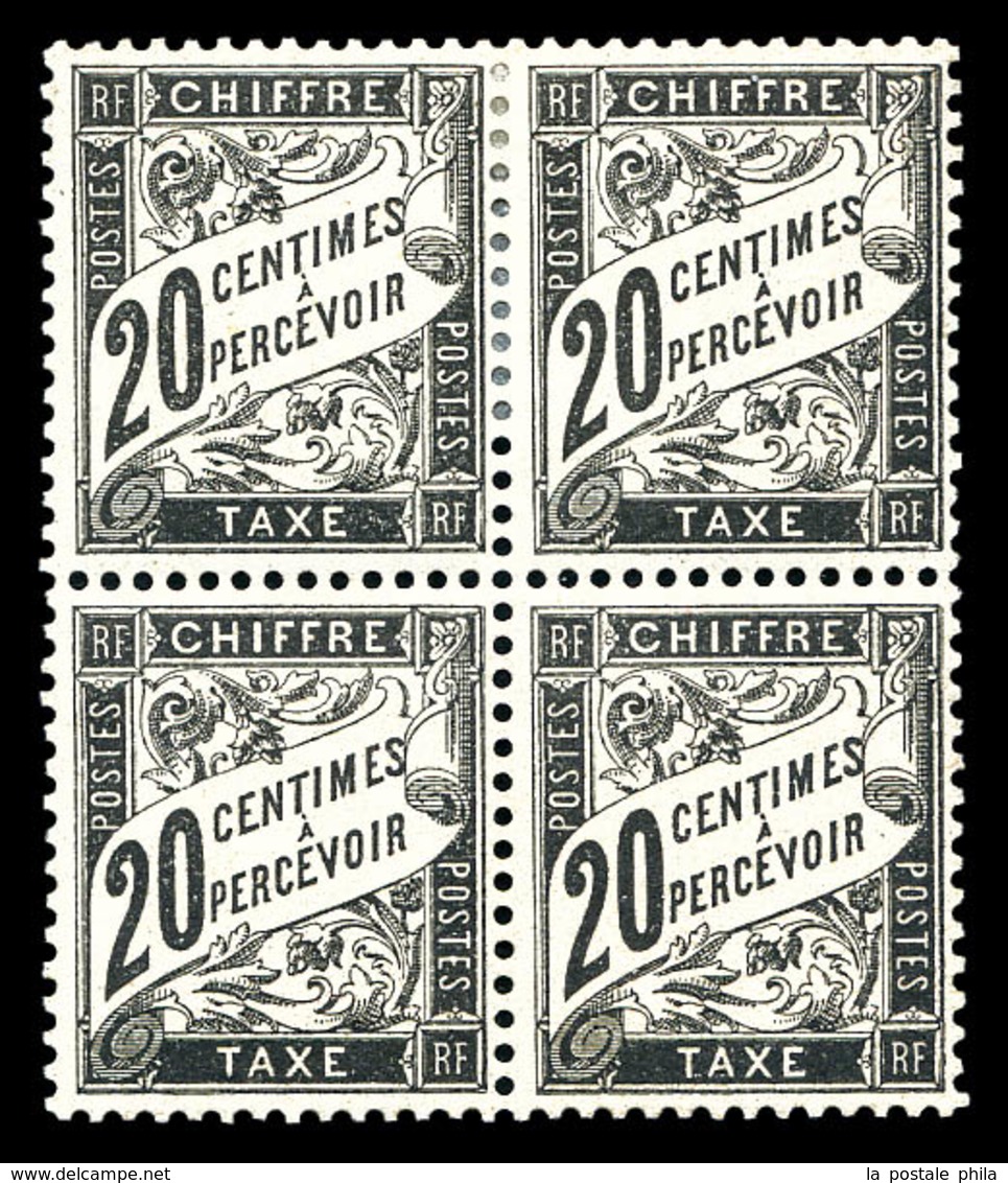 ** N°17, 20c Noir En Bloc De Quatre (2ex*), Fraîcheur Postale. SUP. R. (certificat)   Qualité: ** - 1859-1959 Mint/hinged