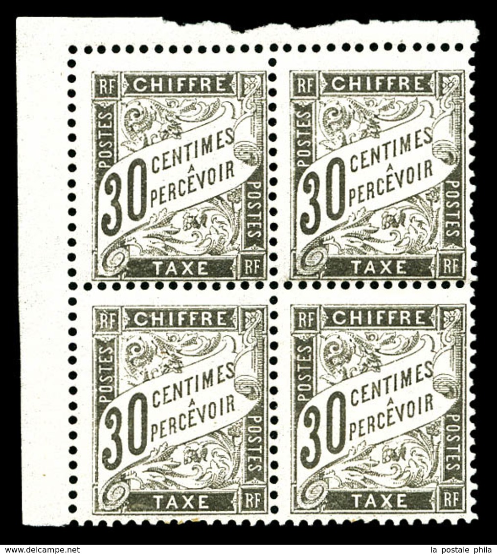 ** N°18, 30c Noir En Bloc De Quatre Cdf, Fraîcheur Postale. SUP (certificat)   Qualité: ** - 1859-1959 Mint/hinged