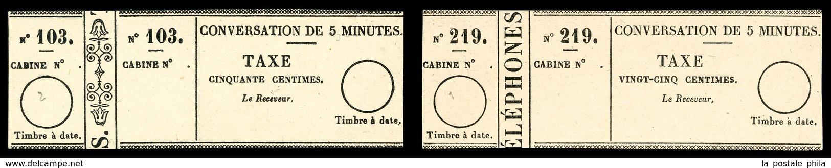 (*) N°1/2, 25c Noir Sur Bulle Et 50c Noir Sur Bulle, SUPERBE. R. (signés Calves/Brun/certificat)   Qualité: (*)   Cote:  - Télégraphes Et Téléphones