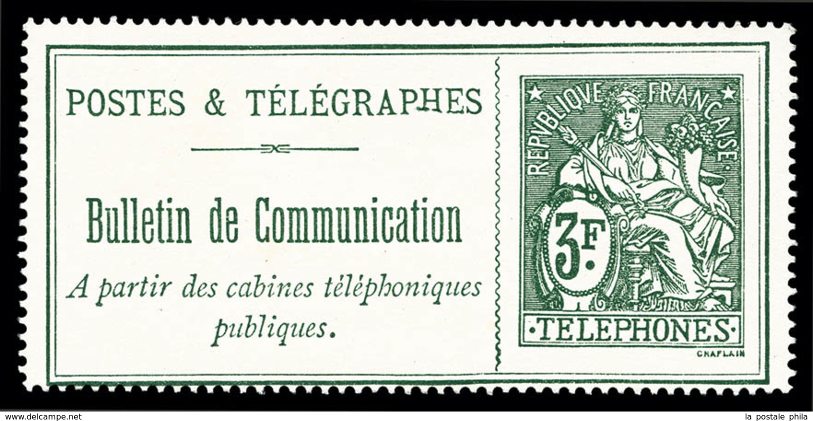 (*) N°30, 3F Vert, Timbre Très Rare En Belle Qualité, SUPERBE (signé/certificat)    Qualité: (*)   Cote: 9250 Euros - Telegrafi E Telefoni