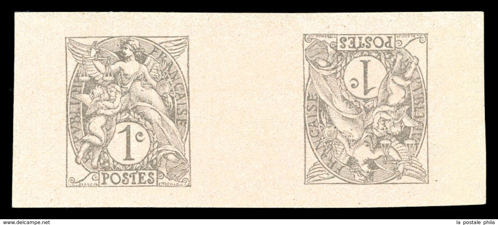 (*) N°107, 1c Gris, épreuve TETEBECHE Avec Pont. TTB (certificat)   Qualité: (*) - Unused Stamps