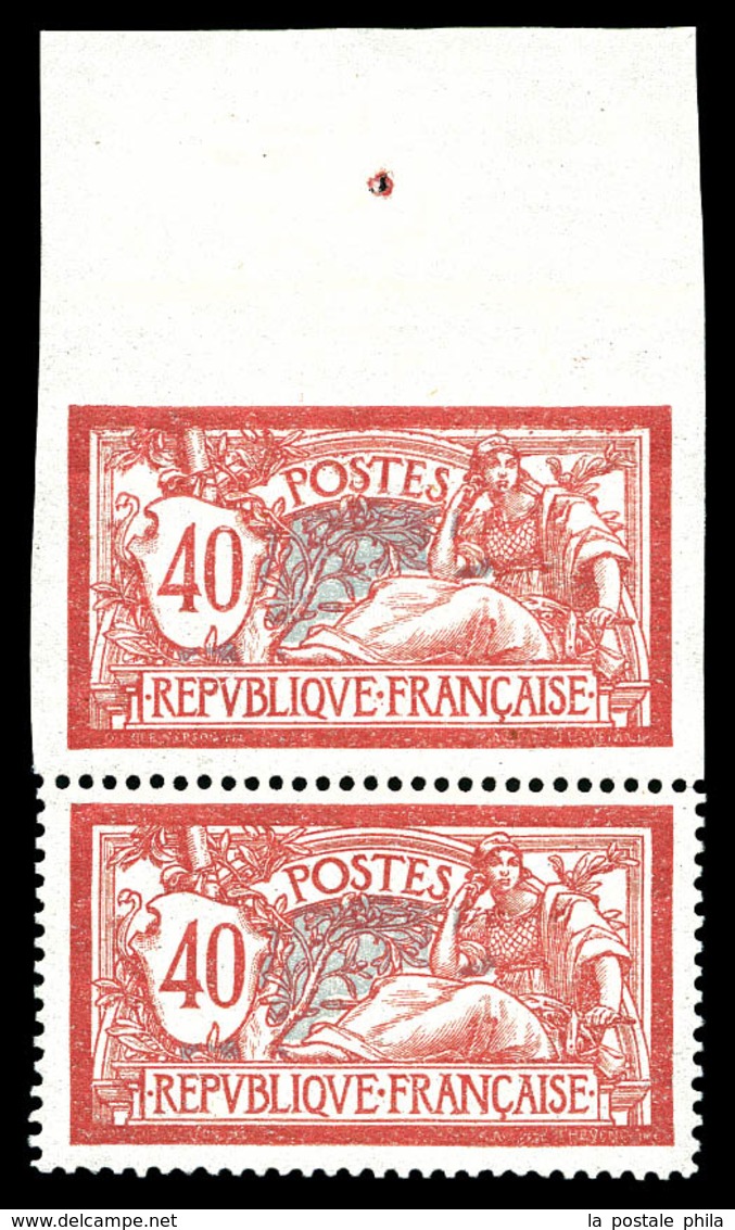 ** N°119g, 40c Merson, Non Dentelé Tenant à Dentelé En Paire Haut De Feuille. SUP. R. (certificat)   Qualité: **   Cote: - Unused Stamps