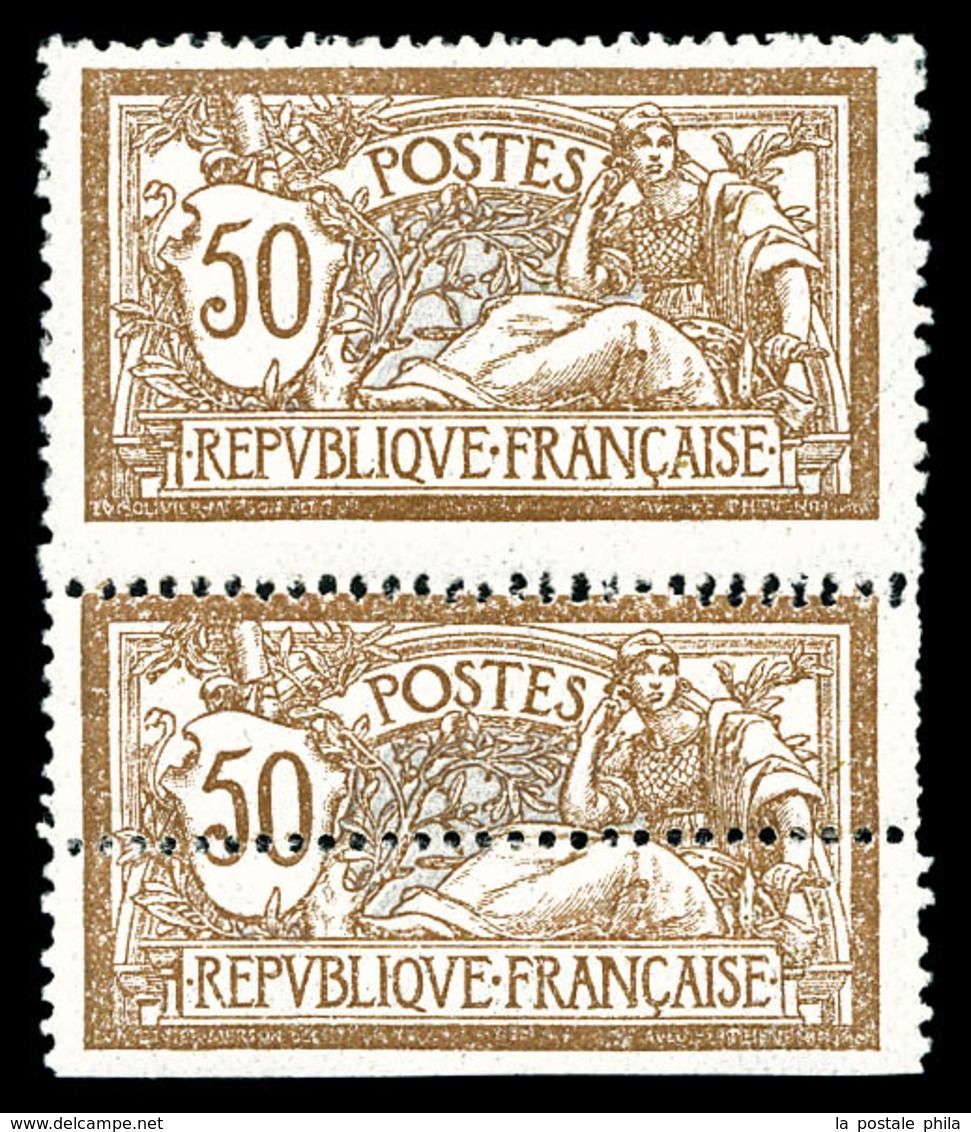 * N°120, 50c Merson, Piquage Décalé Tenant à Normal. SUP (certificat)   Qualité: * - Unused Stamps