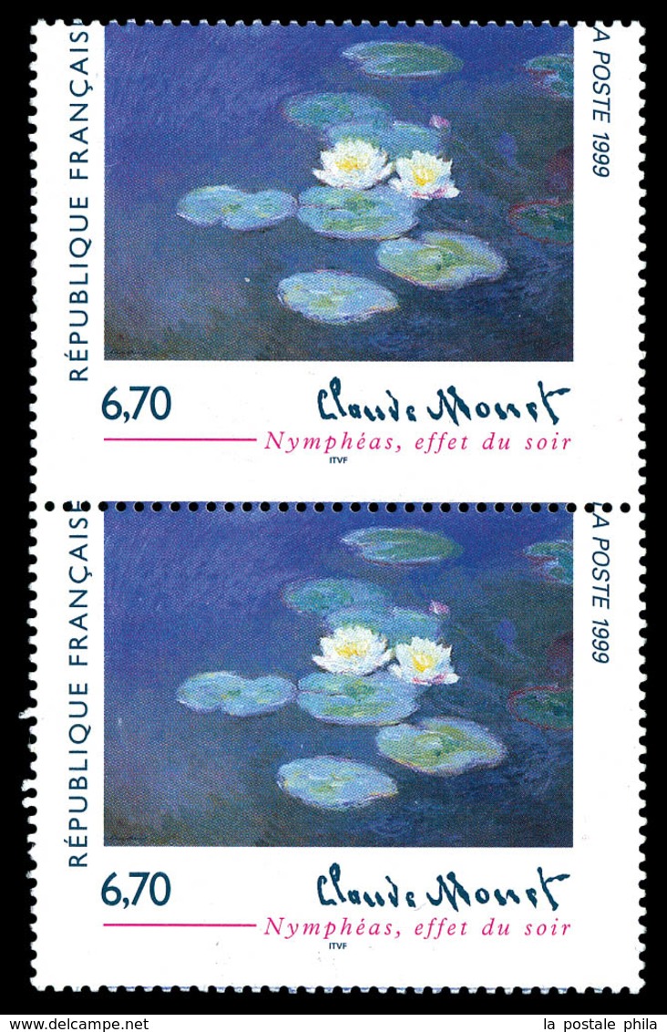 ** N°3247, Monet, Piquage à Cheval Sur Paire Verticale. TB (signés Calves)   Qualité: ** - Unused Stamps