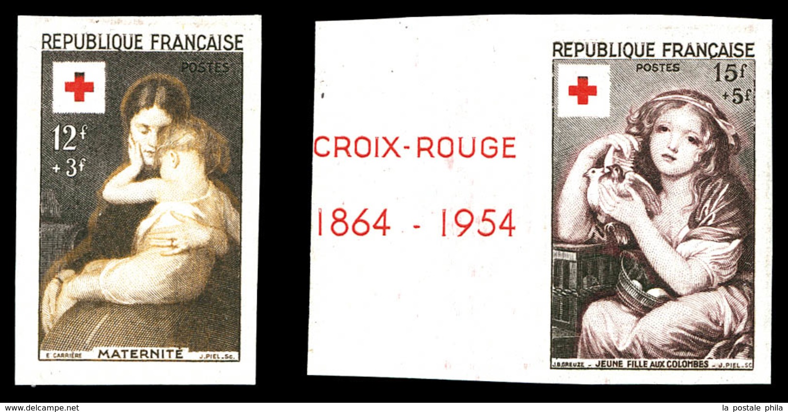 ** N°1006/07, Paire Croix Rouge De 1954. TTB (certificat)   Qualité: **   Cote: 450 Euros - Autres & Non Classés