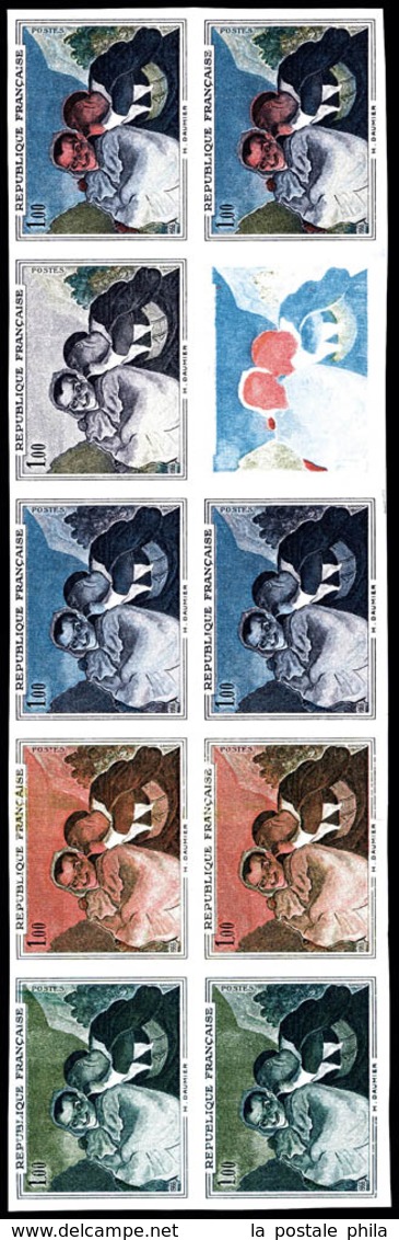 ** N°1494, 1f Daumier, Bloc De 10 Exemplaires Multicolores. TB   Qualité: **   Cote: 1250 Euros - Autres & Non Classés