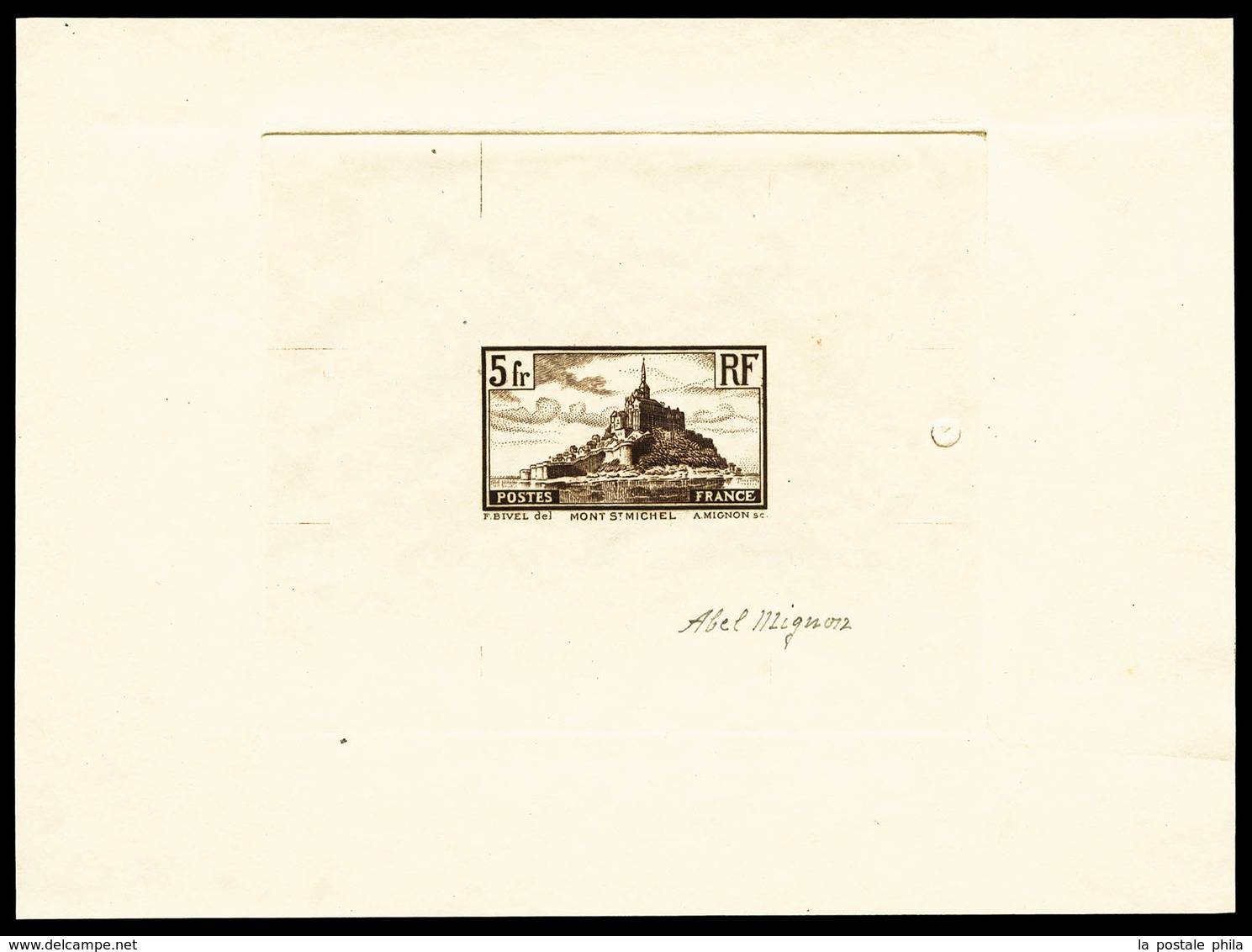 (*) N°260, Mont St Michel: Epreuve D'artiste En Brun Grand Format Signée Du Graveur (Abel Mignon), RRE (certificat)   Qu - Artist Proofs
