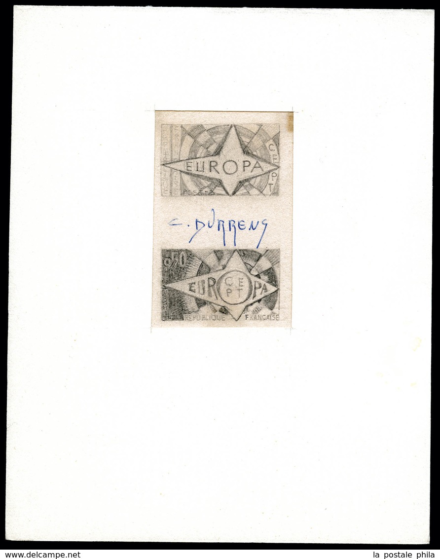 (*) N°1397, Europa De 1963, Projet Non Adopté à 50c Realisé, Signé Durrens. R.R. SUPERBE (certificat)   Qualité: (*) - Epreuves D'artistes