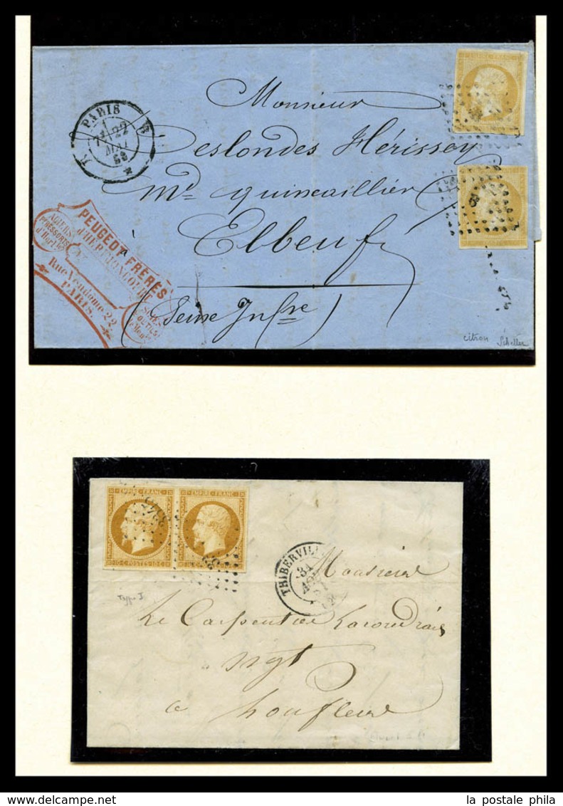 1854/1852, EMPIRE NON DENTELES: Très Belle Collection De Timbres (neufs Et Oblitérés) Et Lettres, Par Multiple. De Nombr - Collections