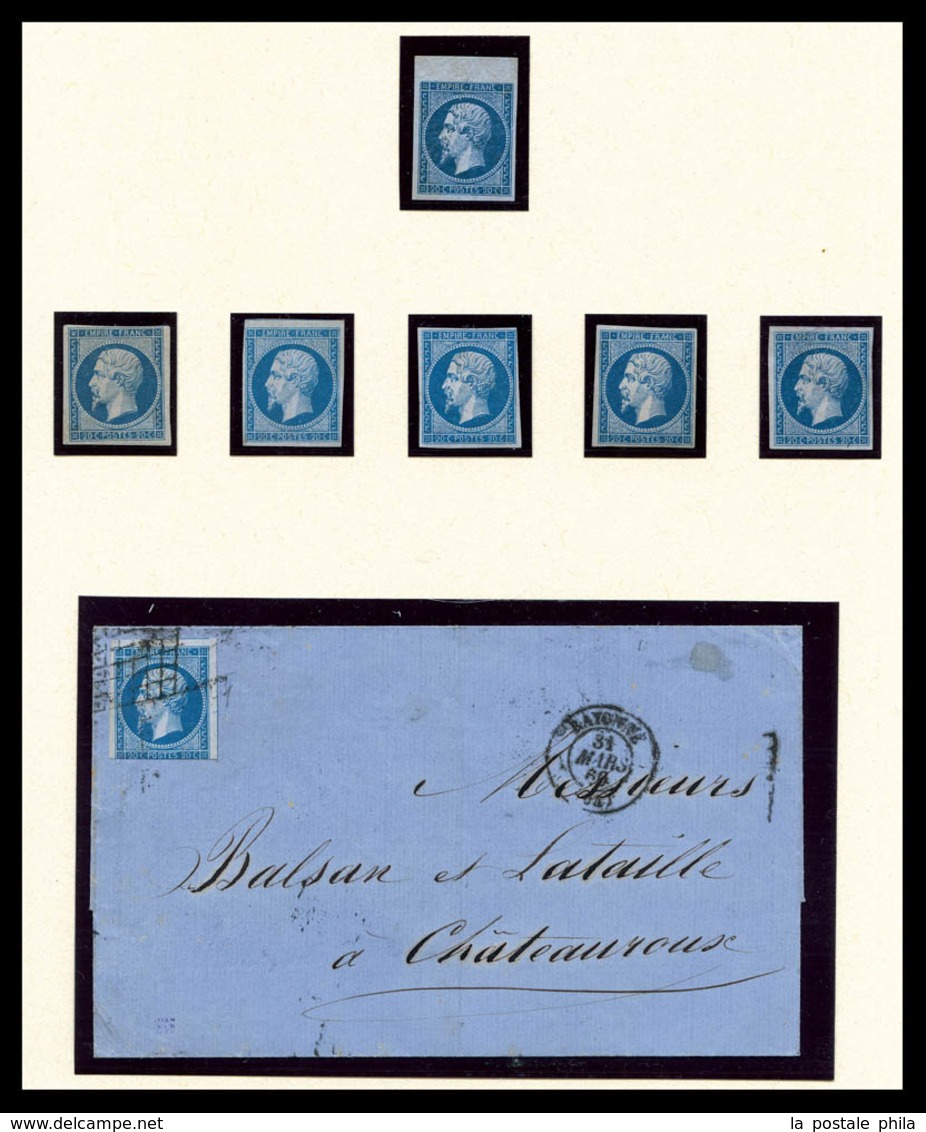 1854/1852, EMPIRE NON DENTELES: très belle collection de timbres (neufs et oblitérés) et lettres, par multiple. De nombr