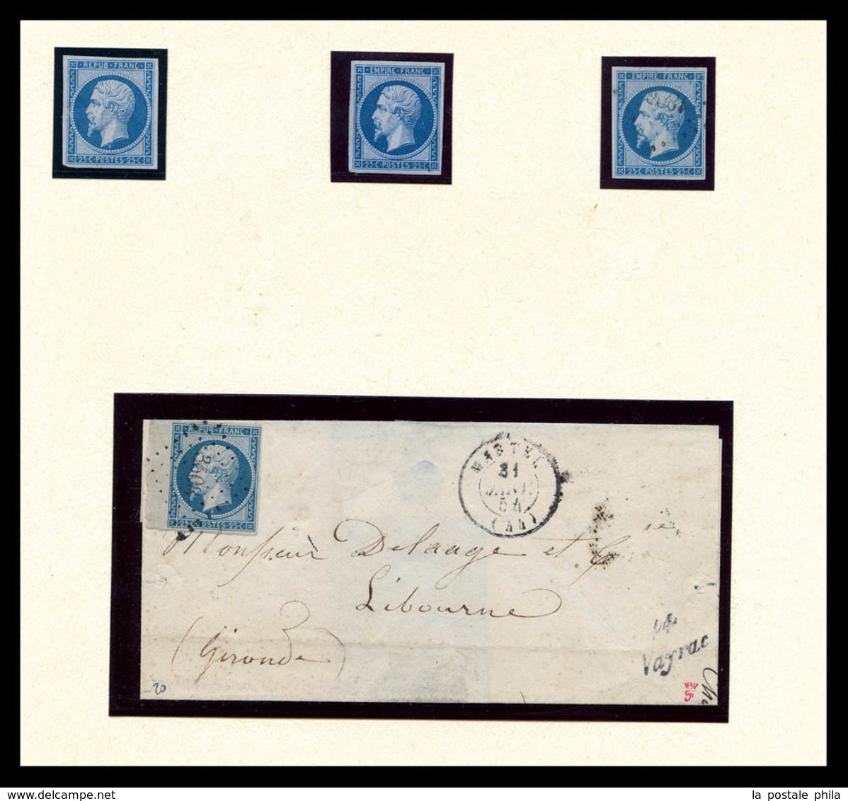 1854/1852, EMPIRE NON DENTELES: très belle collection de timbres (neufs et oblitérés) et lettres, par multiple. De nombr