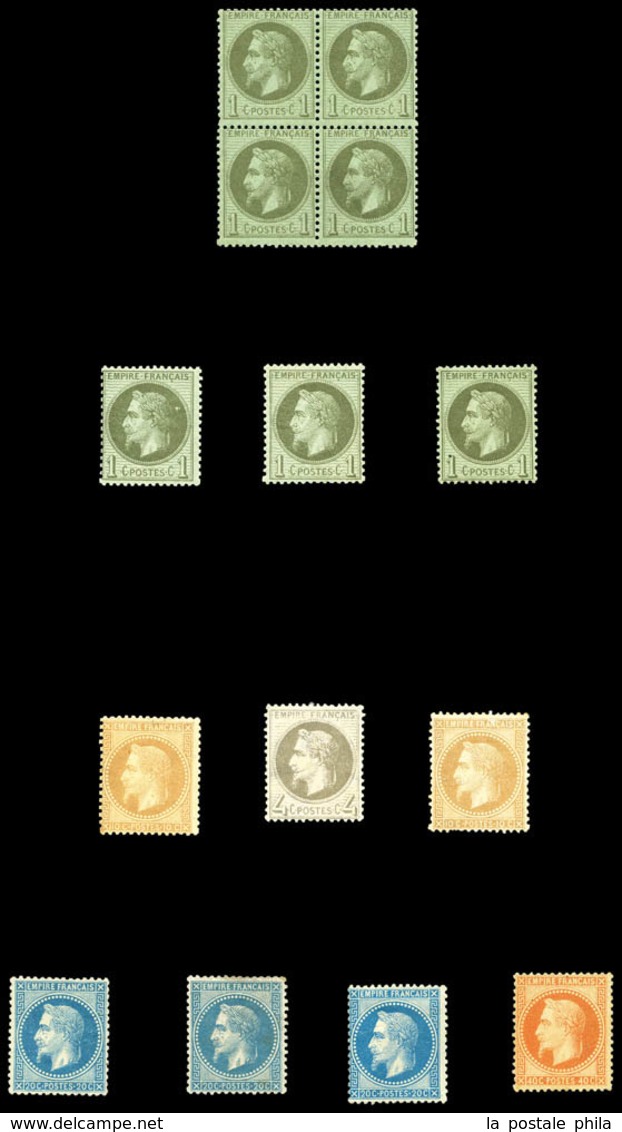 N 1862/1890, Empire Dentelés, Laurés Et Cérès Dentelé: Ensemble Composé De 33 Exemplaires Timbres Neuf * Et (*), La Plup - Collections