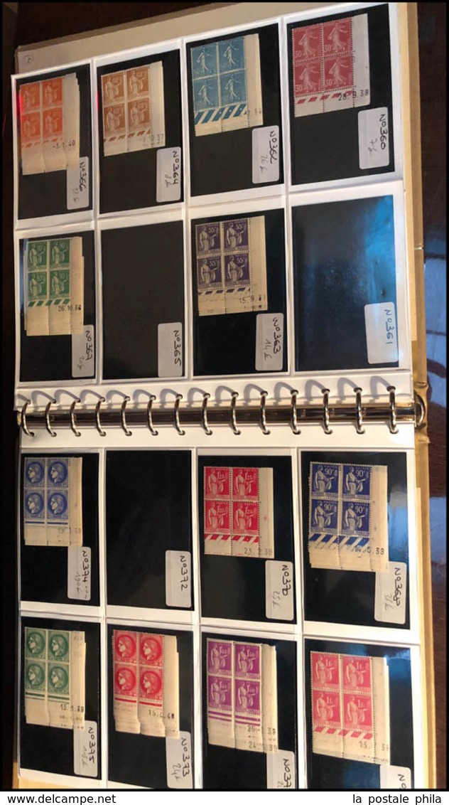 ** 1900/1960, Poste, Prèo, Taxe: Stock De Blocs De Quatre Coins De Feuille Datés Petits Format En 2 Classeurs Safe, Du N - Collezioni