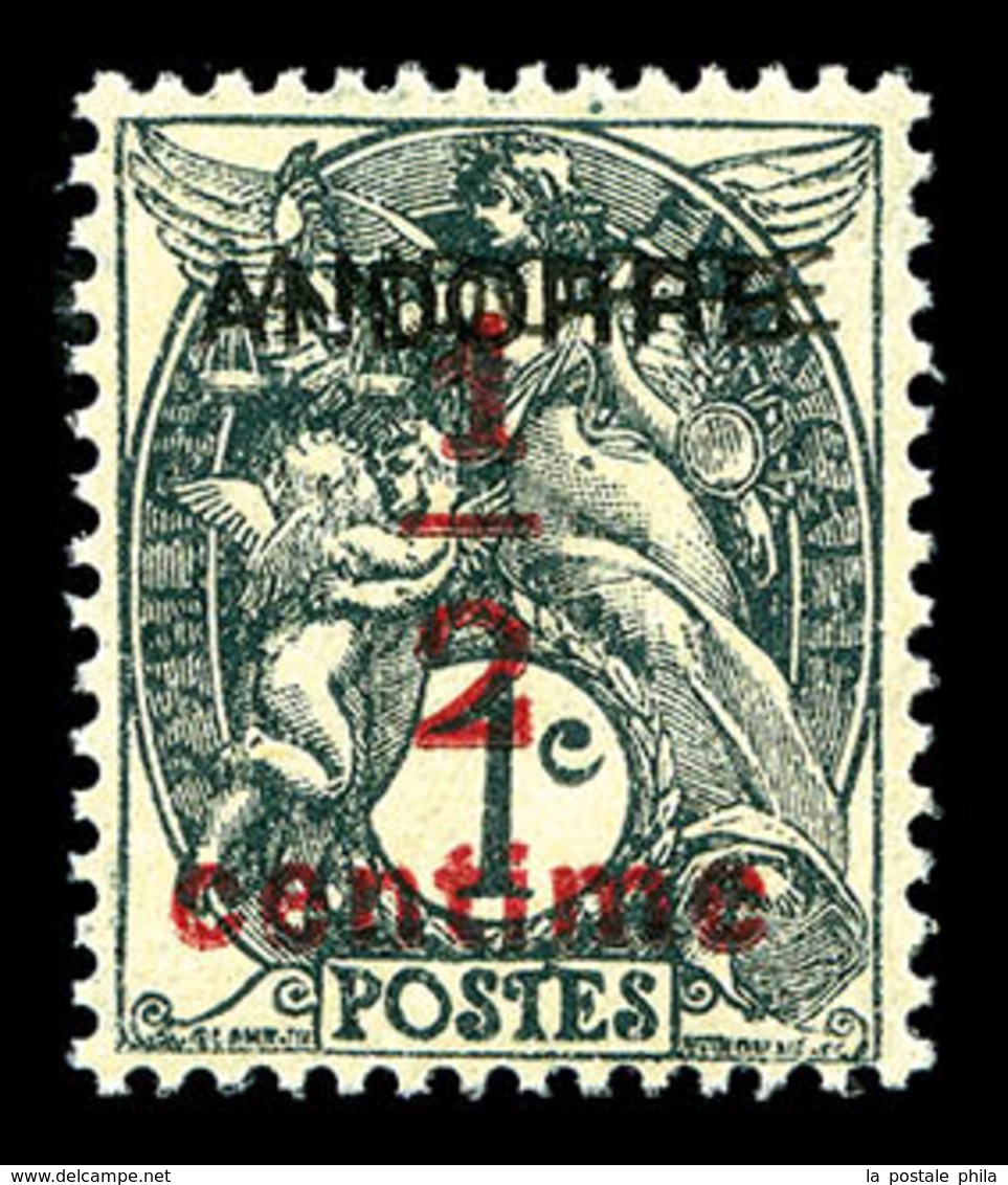 ** ANDORRE, N°1a, 1/2 Sur 1c Grisnoir, Double Surcharge, Très Bon Centrage, RARE Et SUP (signé Brun/certificat)   Qualit - Unused Stamps