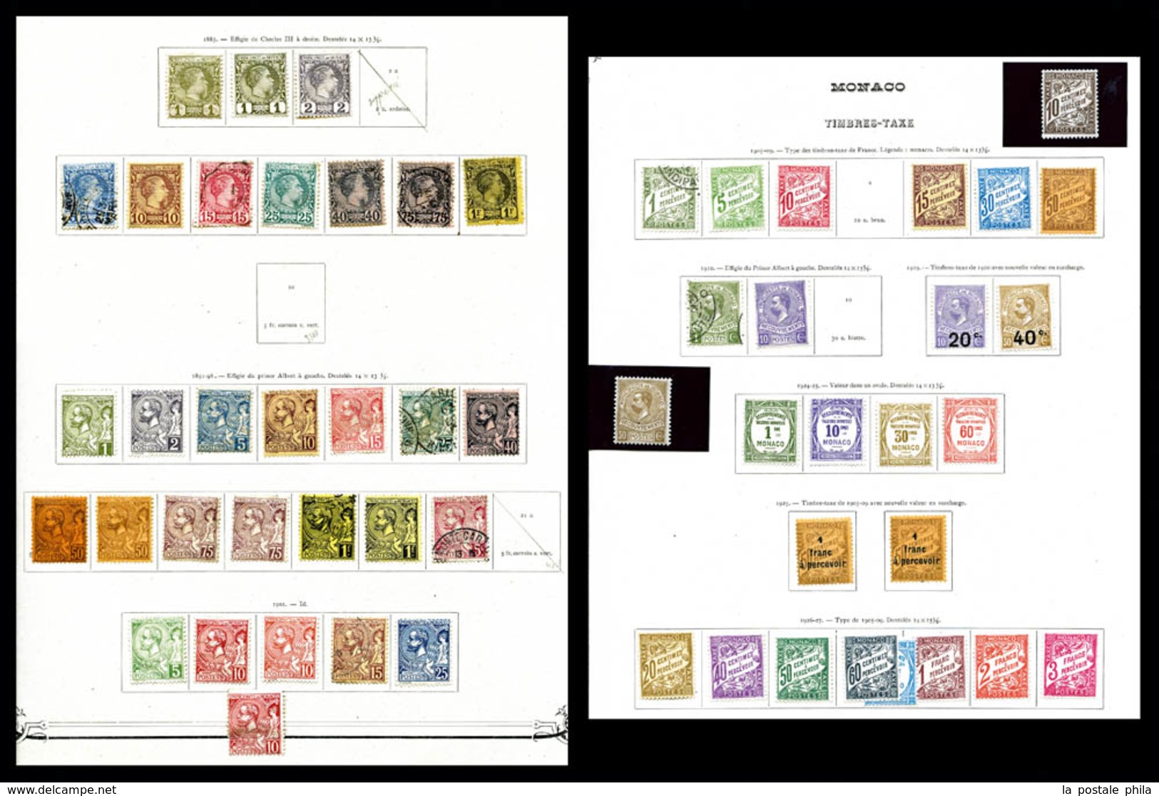 * MONACO, N°1885/1950, 1885/1950, POSTEPABLOCSTAXEPREO, Collection Presentée Sur Feuilles D'album, De Bonnes Valeurs Don - Other & Unclassified