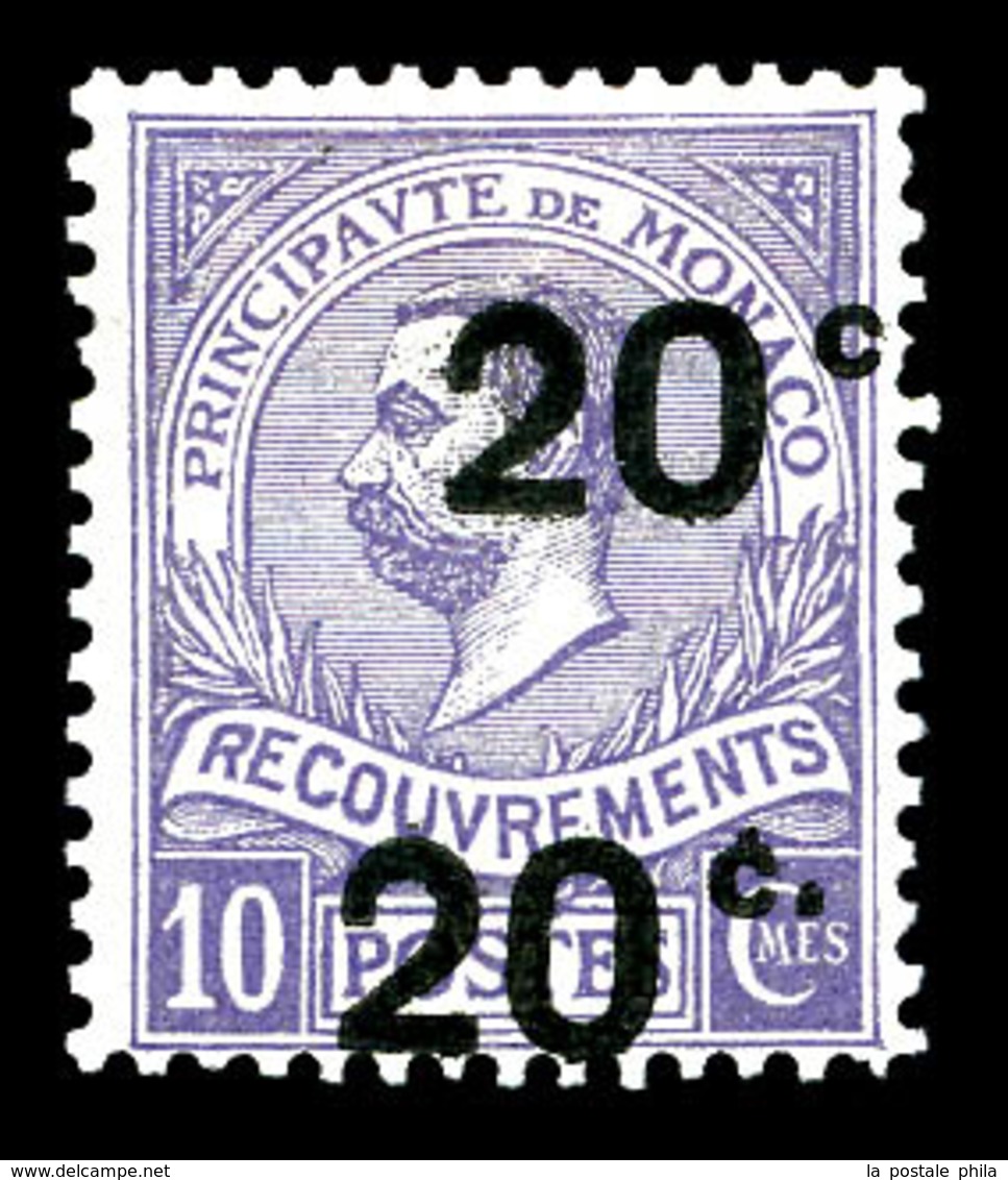 * MONACO, Poste Aérienne, N°11a, 20c Sur 10c Violet, Double Surcharge. SUPERBE. R.R. (signé/certificat)   Qualité: *   C - Airmail