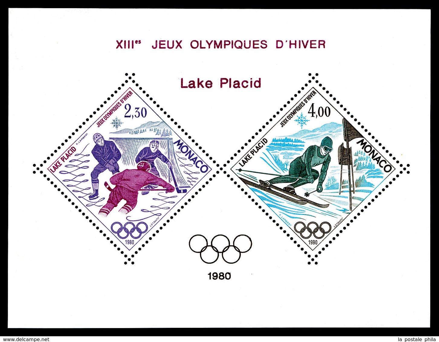 ** MONACO, Blocs Spéciaux, N°12, J.O Lake Placid, TB   Qualité: **   Cote: 385 Euros - Blocks & Sheetlets