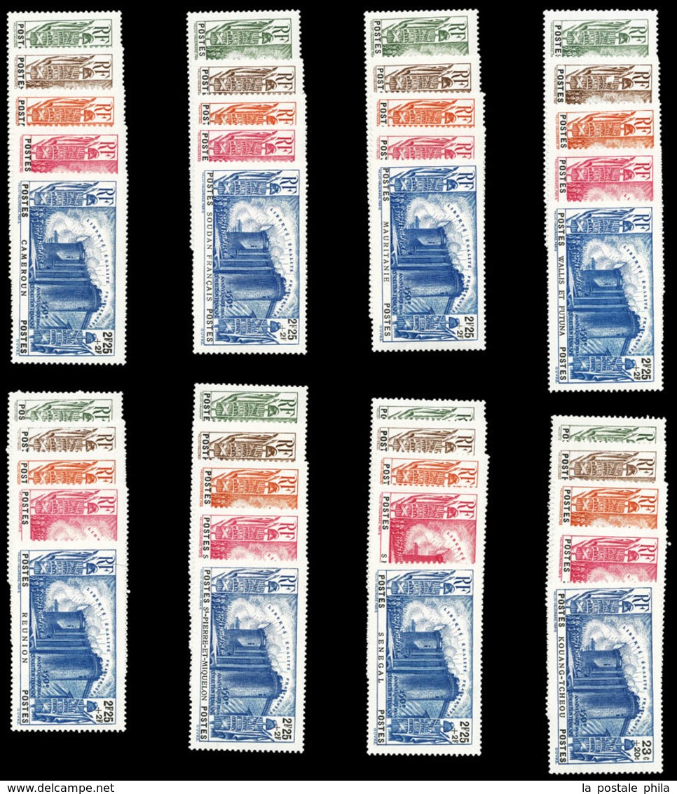 * GRANDES SERIES COLONIALES, 150ème Anniversaire De La Révolution, La Série Complète: Poste, Les 120 Valeurs + Avion, Le - 1938 Pierre Et Marie Curie