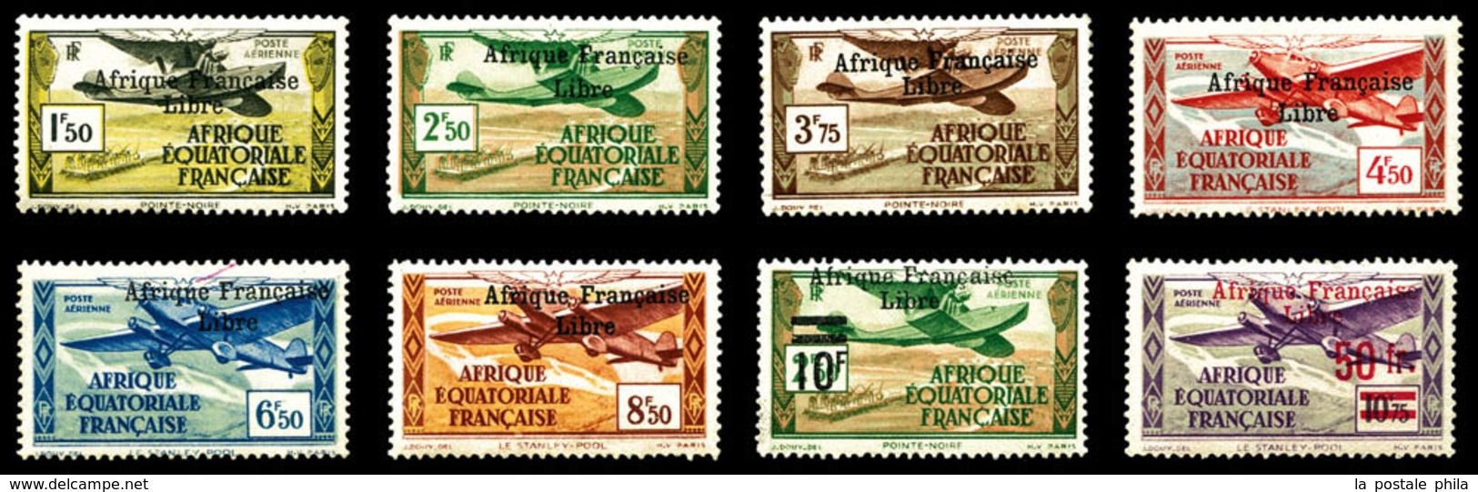 * AFRIQUE EQUATORIALE, Poste Aérienne, N°14/21, Série Complète De 1940, Les 8 Valeurs TTB (certificat)   Qualité: *   Co - Unused Stamps