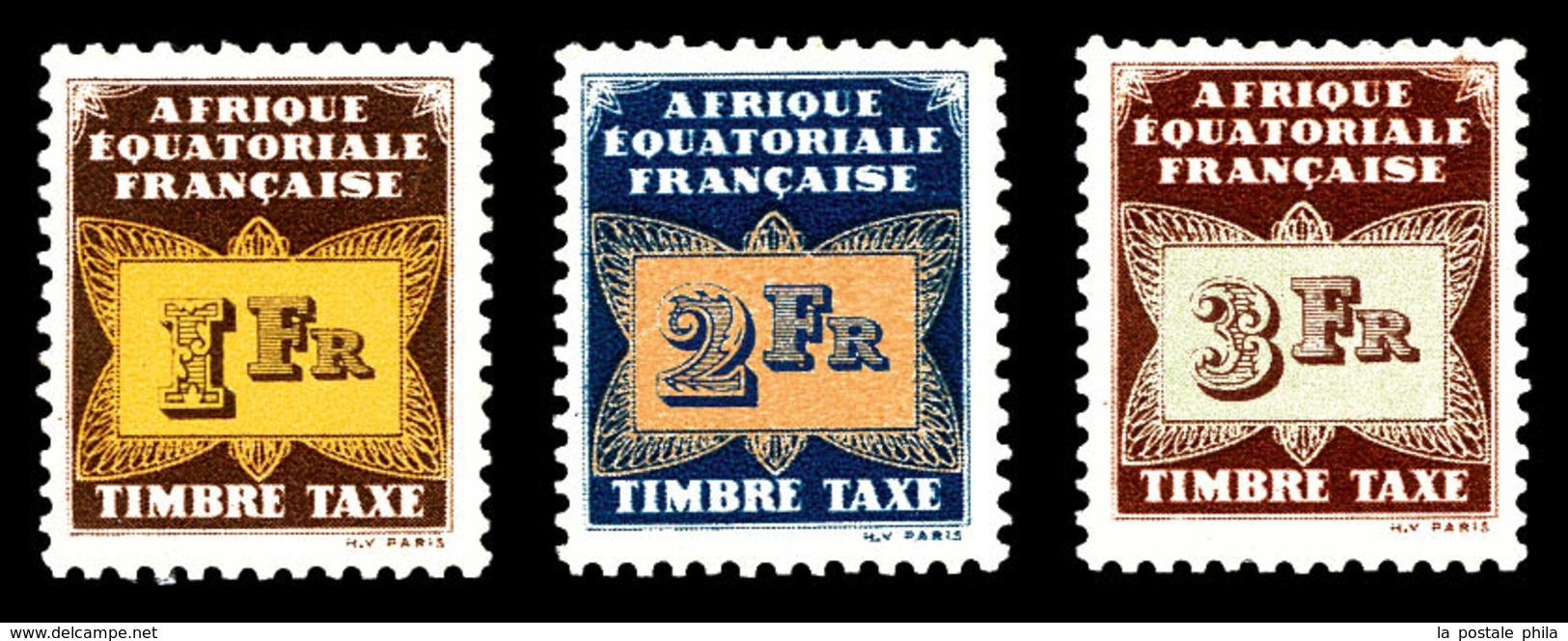 * AFRIQUE EQUATORIALE, Taxe, N°9a/11a, Les 3 Valeurs Lignées Horizontalement En Totalité. TB (certificat)   Qualité: *   - Unused Stamps