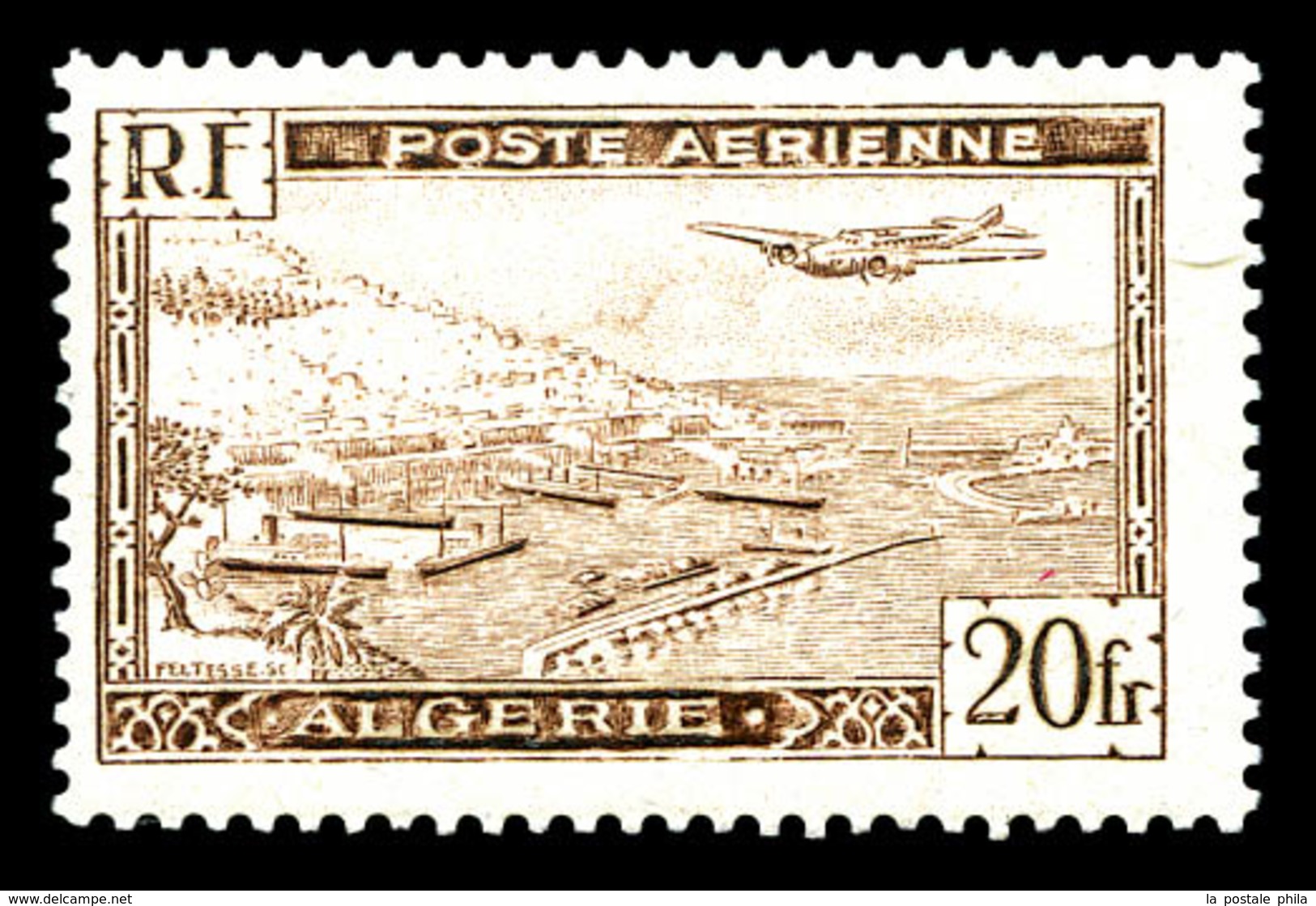 ** ALGERIE, Poste Aérienne, N°4A, Avion Survolant La Rade D'Alger Type II, TB   Qualité: **   Cote: 264 Euros - Neufs