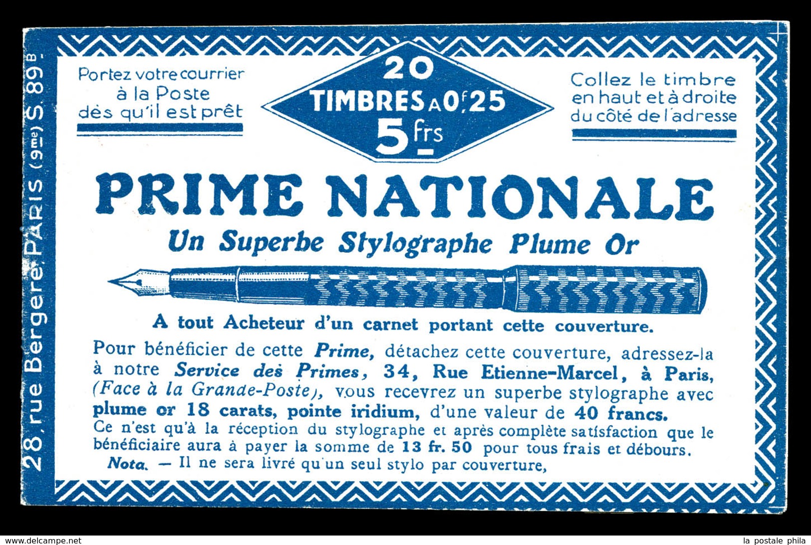 ** ALGERIE, Carnets, N°3, Série 89B, PRIME NATIONALE Et AIGLE. Haut De Feuille. TTB (certificat)   Qualité: **   Cote: 2 - Unused Stamps