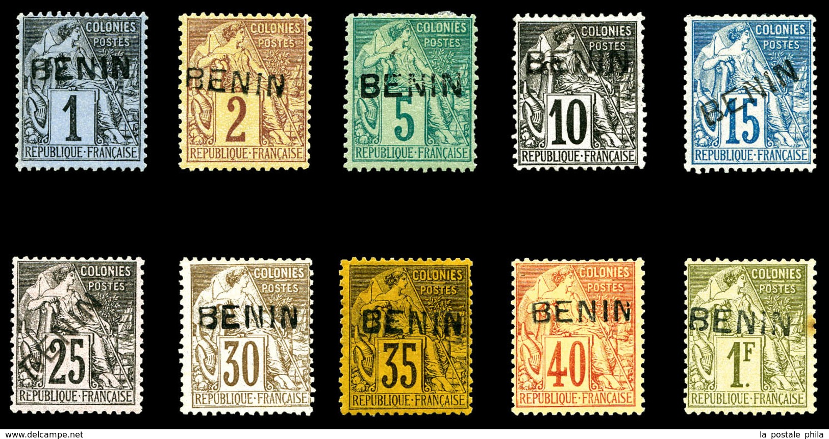 * BENIN, N° 1, 2, 4, 5, 6 Nsg, 8, 9, 10, 11nsg, 13 . TB   Qualité: *   Cote: 1970 Euros - Neufs