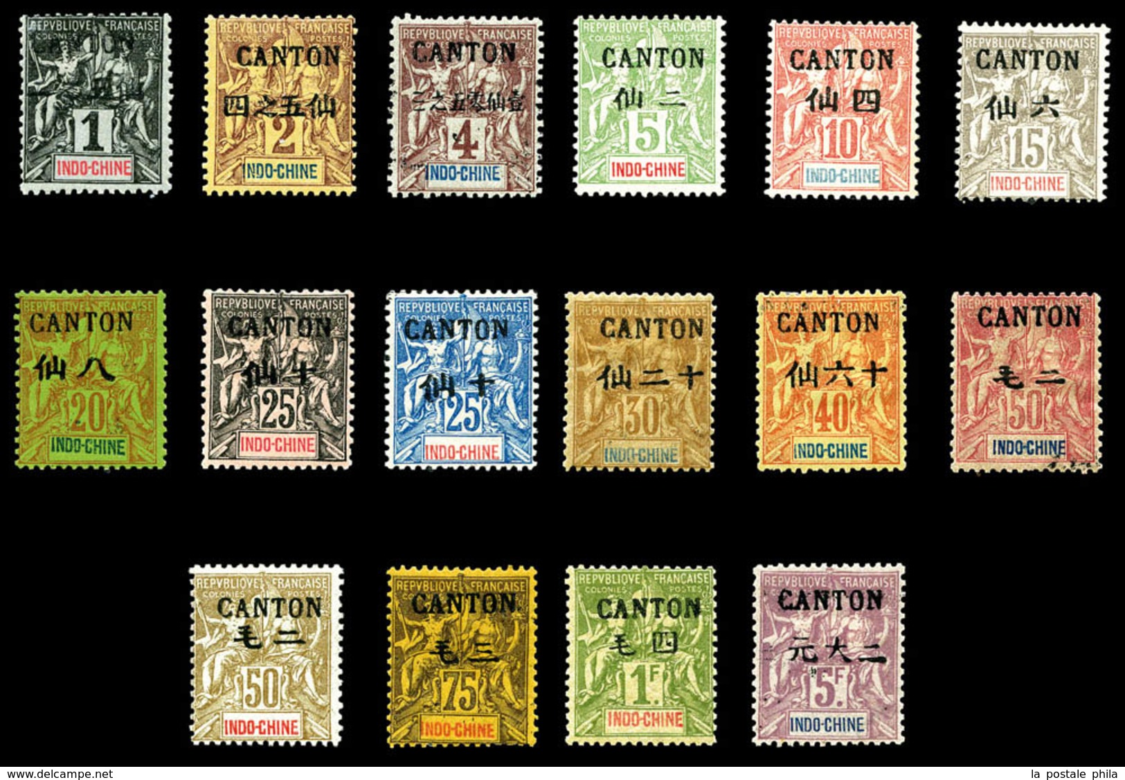 * CANTON, N°17/32, Série Complète De 1903 Surchargée Canton. TB (certificat)   Qualité: *   Cote: 920 Euros - Unused Stamps