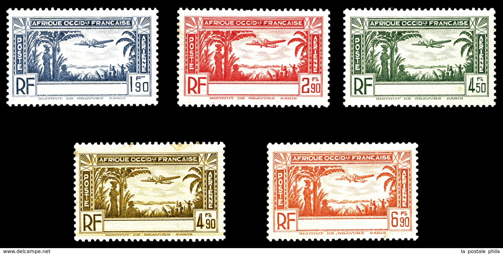 * COTE D IVOIRE, Poste Aérienne, N°1a/5a, Série De 1940 Sans Légende 'COTE D'IVOIRE', Les 5 Valeurs TB (certificat)   Qu - Unused Stamps