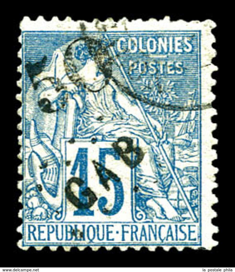 O GABON, N°4, 50 Sur 15c Bleu (tirage 300 Exemplaires). TTB. R. (signé Calves/certificat)   Qualité: O   Cote: 2300 Euro - Used Stamps