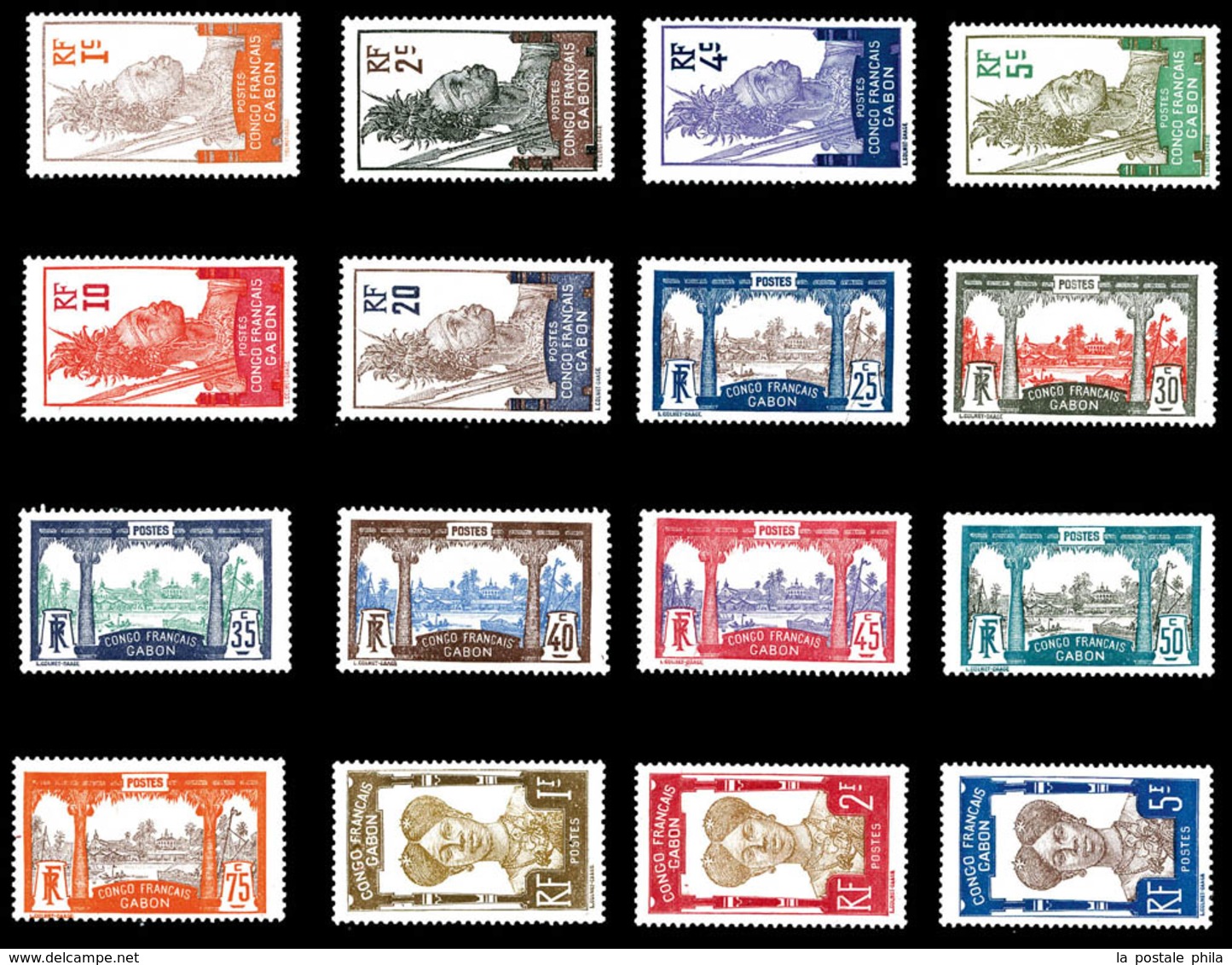 * GABON, N°33/48, Série De 1910 Légende Congo Français. TB (signés, Certificat)   Qualité: *   Cote: 1150 Euros - Usati