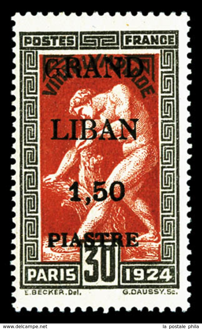 ** GRAND LIBAN, N°20, 1,50 Pi Sur 30c: 'G' Maigre à 'GRAND', SUP (certificat)   Qualité: **   Cote: 378 Euros - Unused Stamps