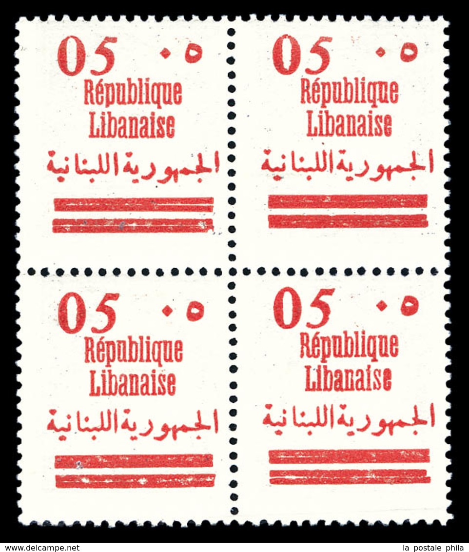 ** GRAND LIBAN, N°116C, 05 S 0 Pi 10 Violet, Surcharge Rectoverso En Bloc De Quatre. SUP (certificat)   Qualité: **   Co - Unused Stamps