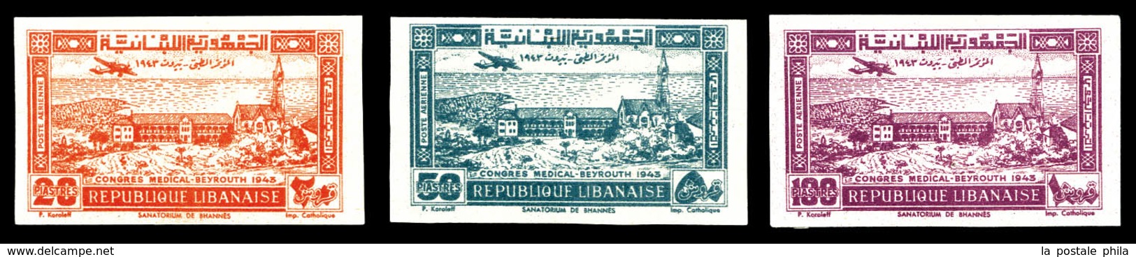 ** GRAND LIBAN, Poste Aérienne, N°82/84, Série Complète De 3 Valeurs Non Dentelées Sans Surcharges. SUPERBE. R. (certifi - Neufs