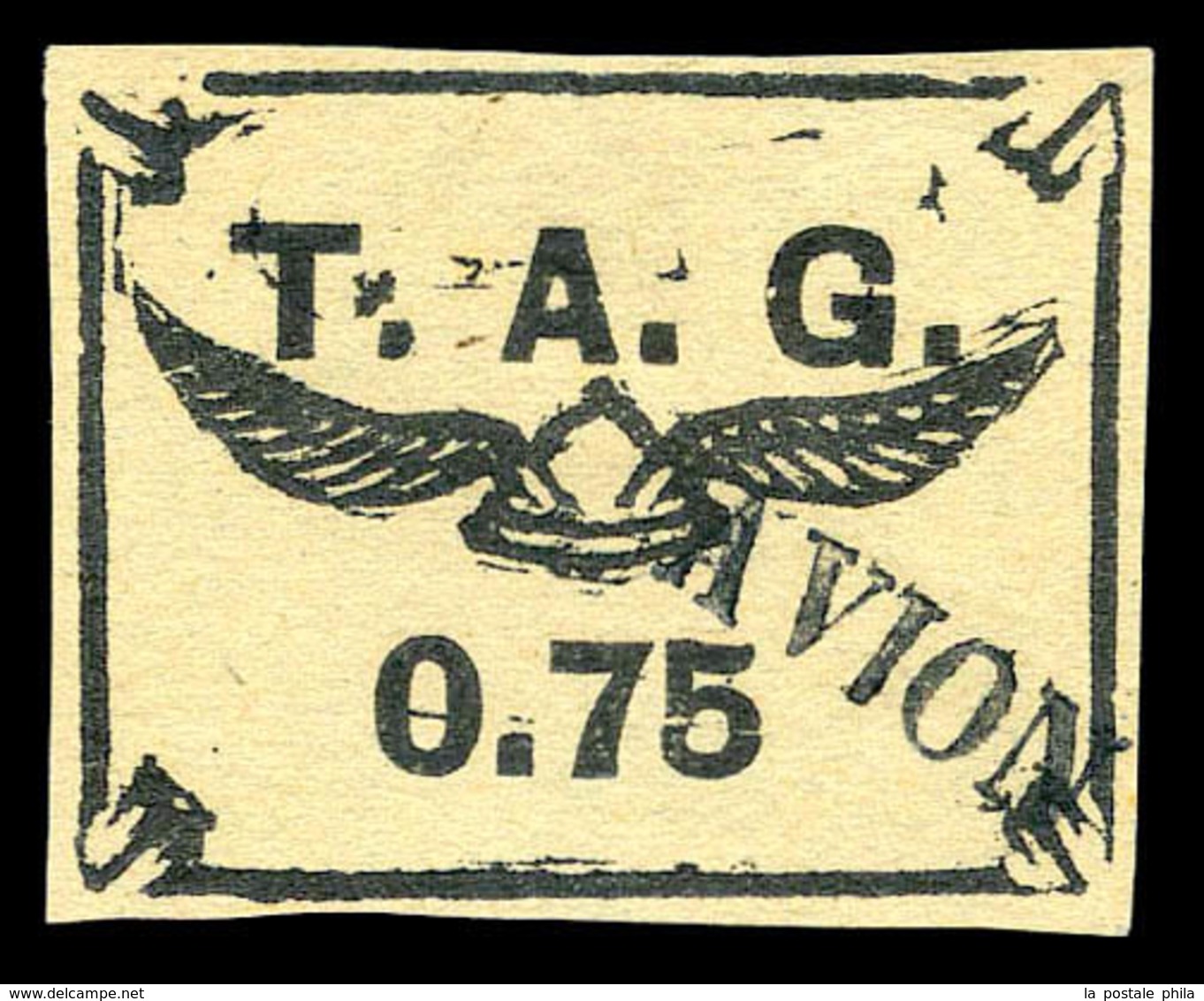 O GUYANE, Poste Aérienne, N°4A, 75c Noir Sur Gris. SUPERBE (signé Calves/Brun/certificat)   Qualité: O   Cote: 900 Euros - Oblitérés