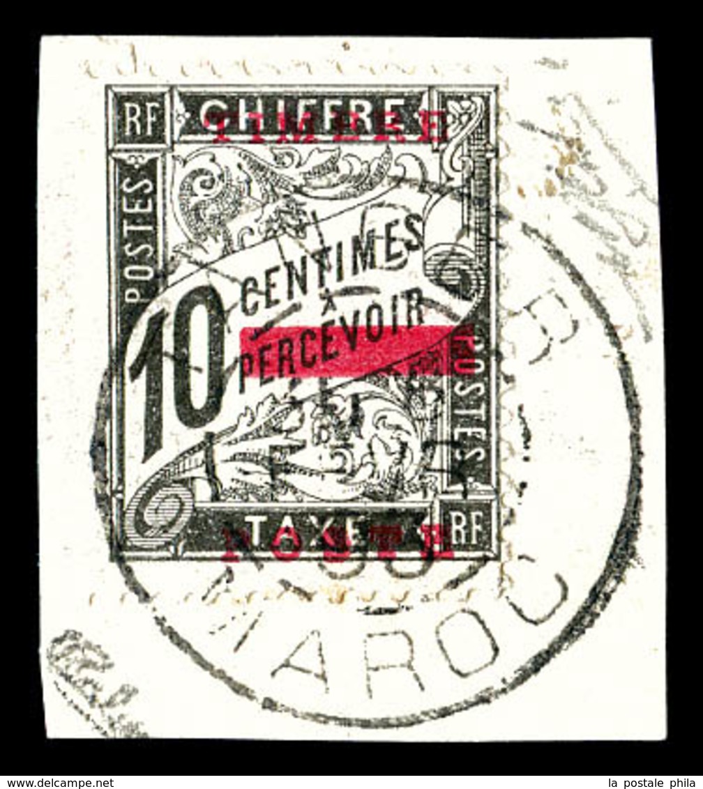 O MAROC BUREAUX Français, N°10, 10c Noir Surchargé Sur Son Support. SUP. R. (signé Calves/certificat)   Qualité: O   Cot - Used Stamps