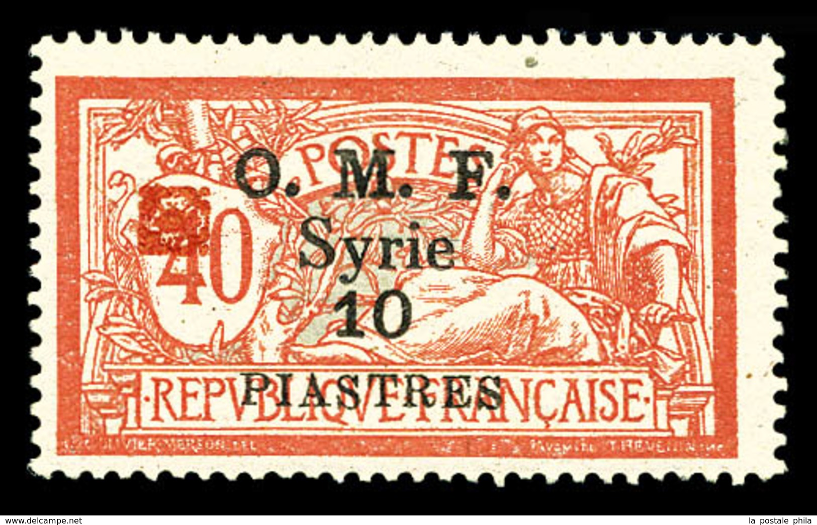 * SYRIE, N°53, 10 Pi Sur 40c Fleuron Rouge. TB   Qualité: *   Cote: 170 Euros - Used Stamps